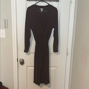 H&M Long Sleeve Wrap Dress in Maroon/Burgundy